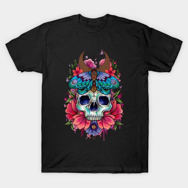 Skull and Moth by Lorna Laine T-Shirt by Lorna Laine